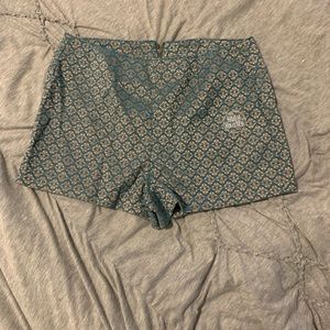 gold and blue shorts